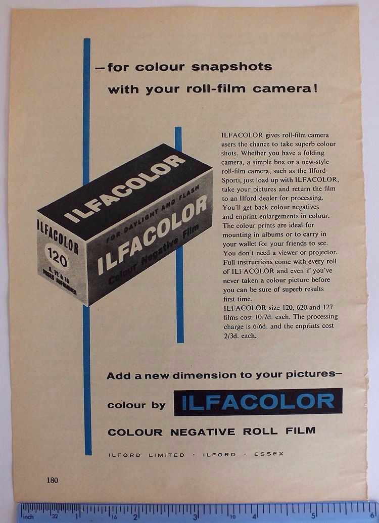 Ilfacolor Photographic Roll Film, 1960/70s Advertising