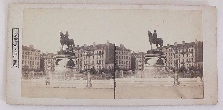 Victorian Stereoview Photo, Lyon France, Place Napoleon, Circa 1880s