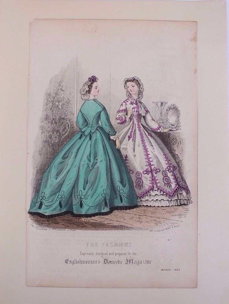 The Fashions, Fashion Advertisment Plate, From The Englishwoman's Domestic Magazine, March 1864 