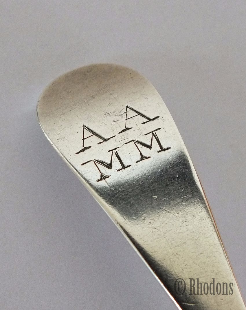 Scottish Provincial Silver Teaspoon,  Monograms 'AA' & 'MM'