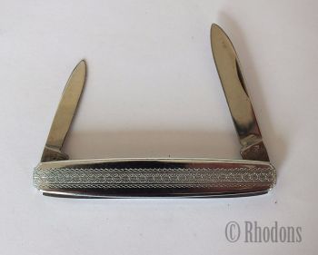 Antique Vintage Collectable Folding Knives Penknives Pocket Twin Folding Blade Pocket Knife Engine Turned Decoration Richards Sheffield