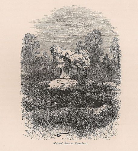 France, Fontainebleau Forest, Natural Rock At Franchard, Antique Print