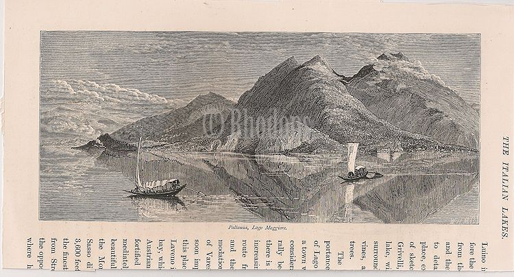 Pallanza, Lago Maggiore, Italian Lakes, Italy. 19th Century Engraving Print