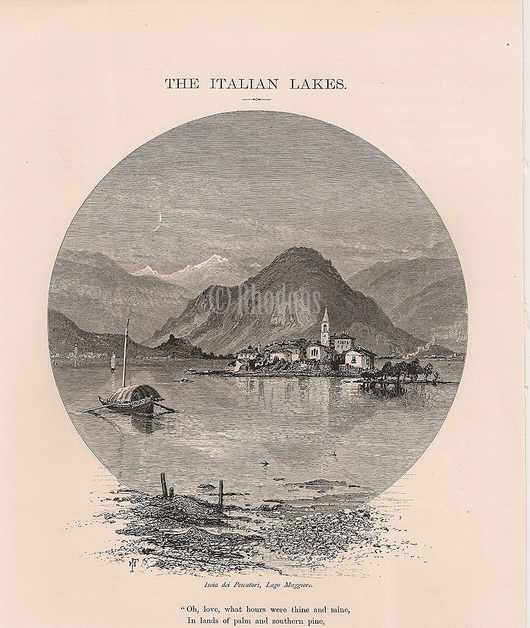 Italy, The Italian Lakes, Isola Dei Pescatori, Lago Maggiore, Antique Print