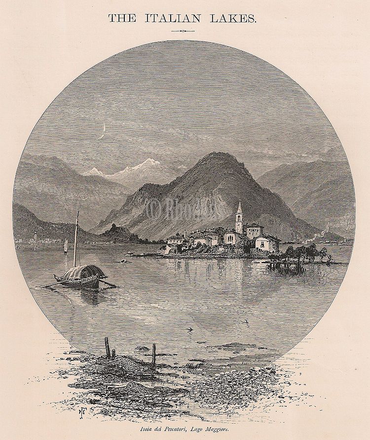 Italy, The Italian Lakes, Isola Dei Pescatori, Lago Maggiore, Antique Print