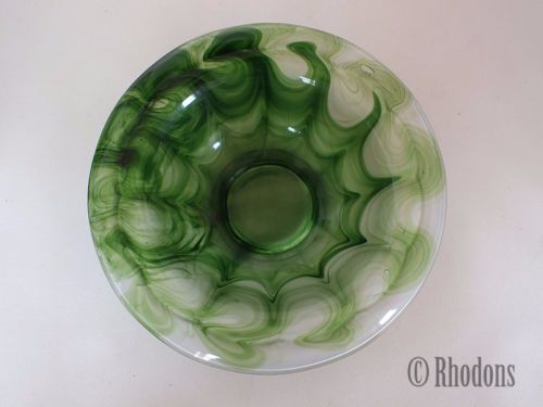 Davidson Green Cloud Glass Bowl, 250mm Diameter 
