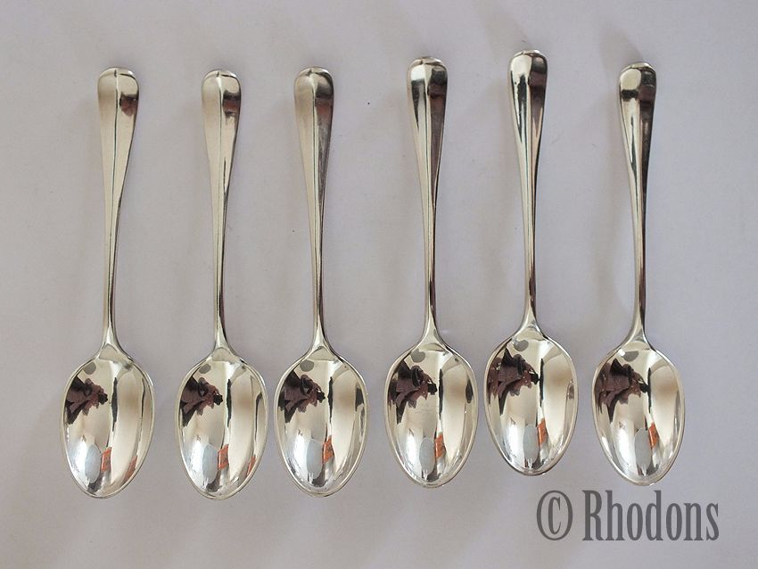 Vintage Coffee Spoons, RatTail Pattern, Daniel & Arter, Silver Plate, Set of 6  