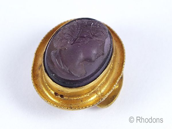 Antique Carved Amethyst Cameo Choker Stud