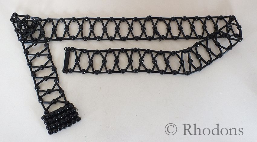 Victorian Mourning Costume Belt & Buckle, French Jet / Glass. Late 19th Century