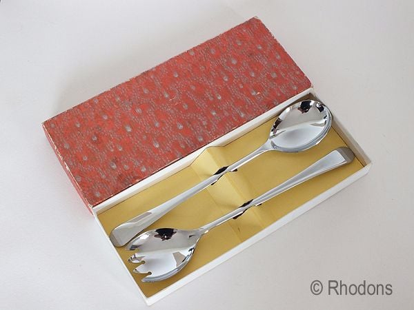 Salad Serving Fork and Spoon Set-1970s Retro 