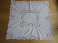 Tablecloth, White Work Embroidery Linen & Lace.