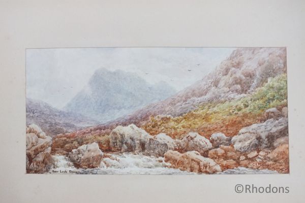 Victorian Watercolour Painting-View Near Loch Etive Argyll and Bute Scotland-Artist Signed