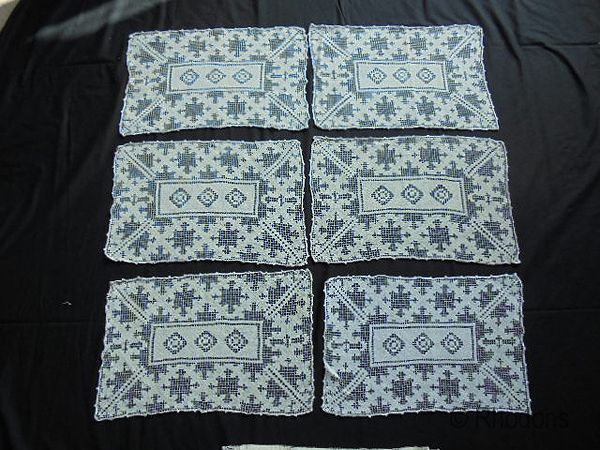Knotted Filet Lace Table Mats & Table Runner 