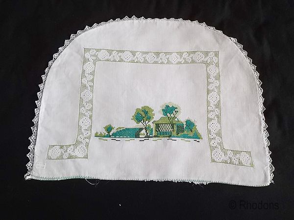 Linen Teacosy-Cottage Design With Hand Embroidery and Drawnwork