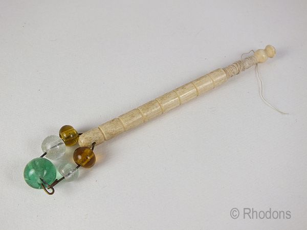 Antique Bone Lacemaking Bobbin With Spangles