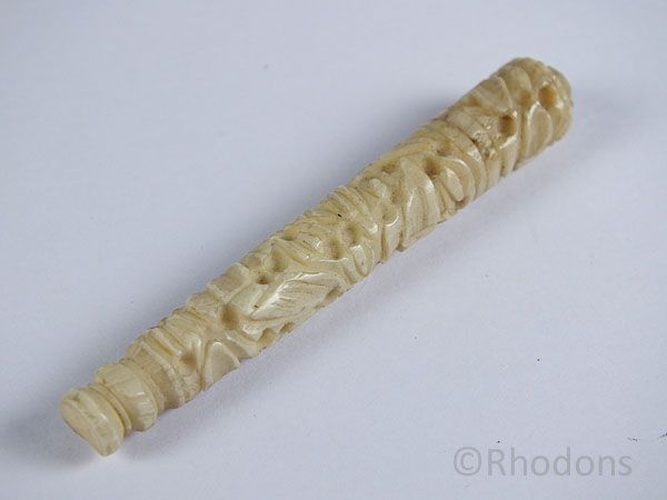 Antique Carved Needlecase Needle Holder Late 1800s Collectible Antique Carved Needlecase Needle