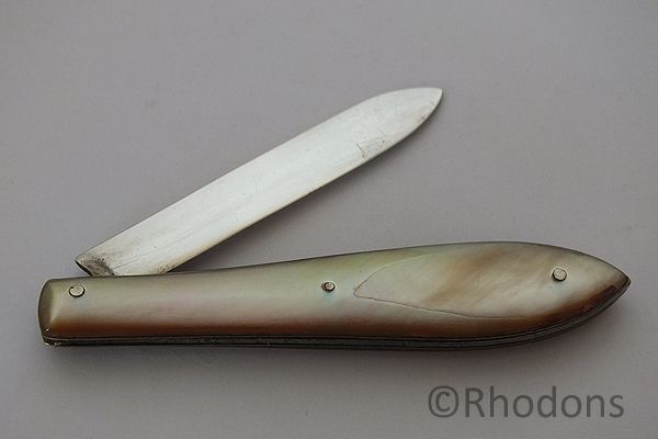 Antique H J Cooper MOP & Silver Fruit Knife, c1915