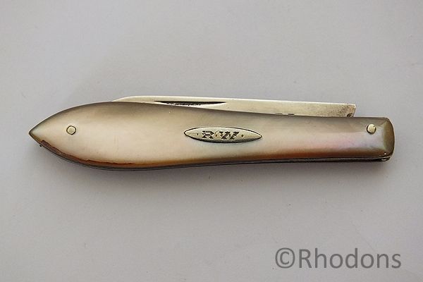 Antique H J Cooper MOP & Silver Fruit Knife, c1915