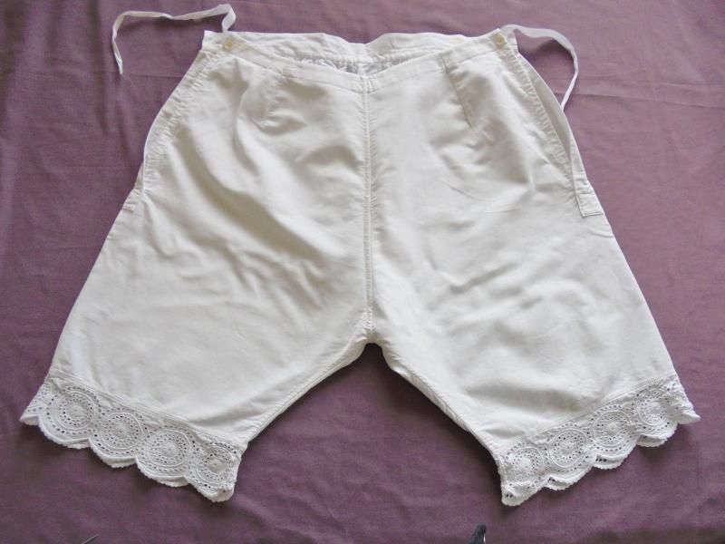 Antique Bloomers Pantaloons, Broderie Anglaise, Fleece Lined