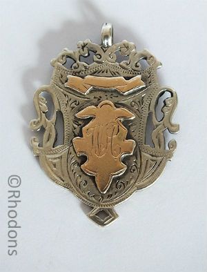 Sterling Silver / Rose Gold Fob Medal, Monogram WAC / Chisholm