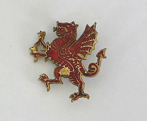 1920s Scottish Red Enamel & Gilt Griffin Brooch, Badge | Vintage Brooches