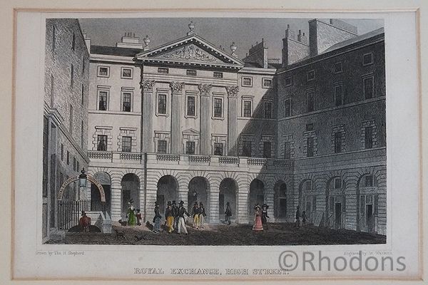 Royal Exchange High Street, Edinburgh - Antique Print (Tho H Shepherd / W Watkins)