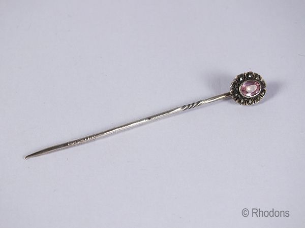 Antique Stick Pin, Amethyst & Marcasites 