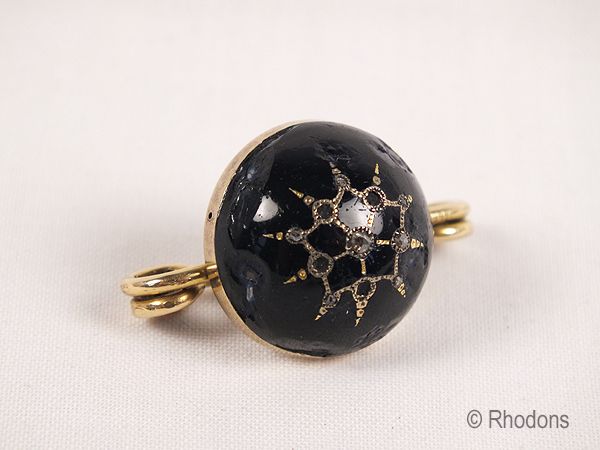 Victorian Glass Mourning Brooch-Circa Mid 1800s