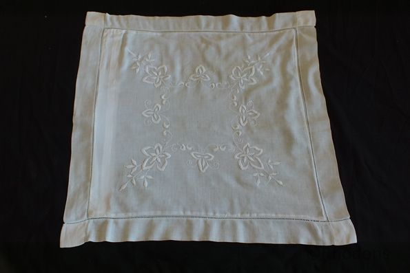 Victorian Pillow Sham Cushion Case With White Work Embroidery