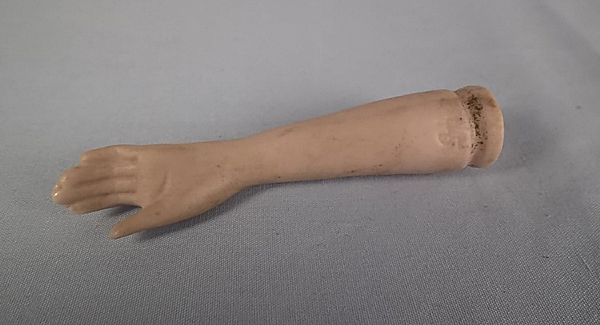 Bisque Doll Arm, Lower Arm Marked # 45
