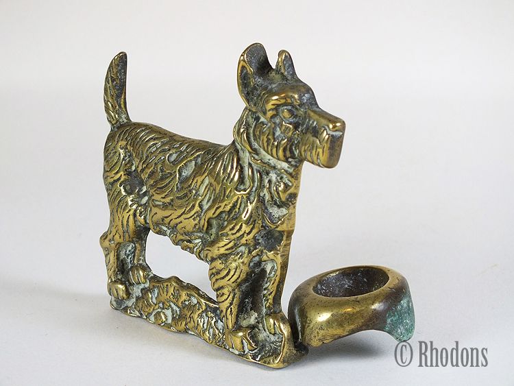 Brass Terrier Dog Figure With Bowl