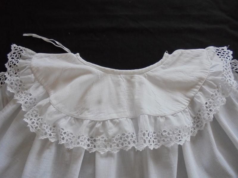 Baby Cape-Cotton Pique With Broderie Anglaise, Lace-Late 1800s / Early 1900s