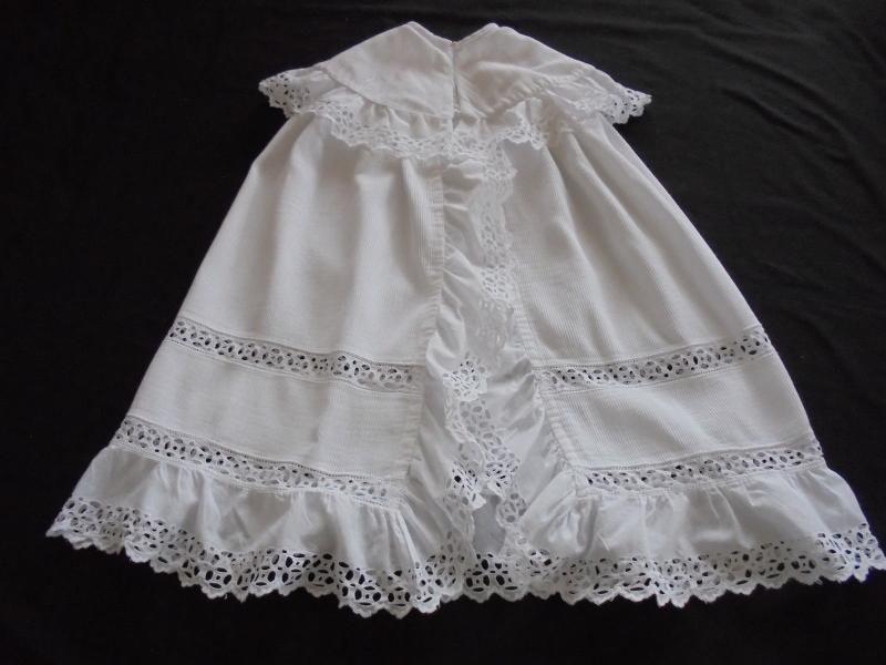 Baby Cape, Corded Cotton With Broderie Anglaise & Lace Circa 1900