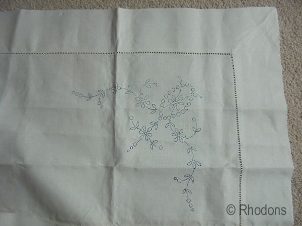 Pure Linen Tea Tablecloth, Napkins & Table Mats For Embroidery- Circa 1920s, 1930s Vintage