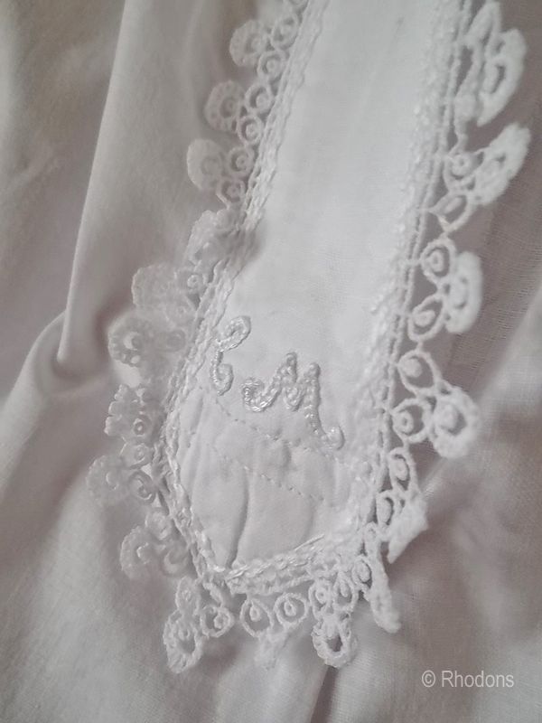 Victorian Linen & Lace Chemise, Nightgown With Monogram C M