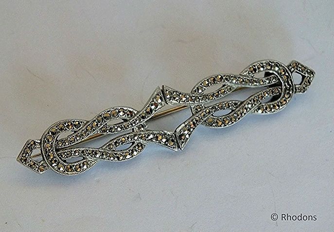 Antique Silver & Marcasite Brooch-Early 1900s