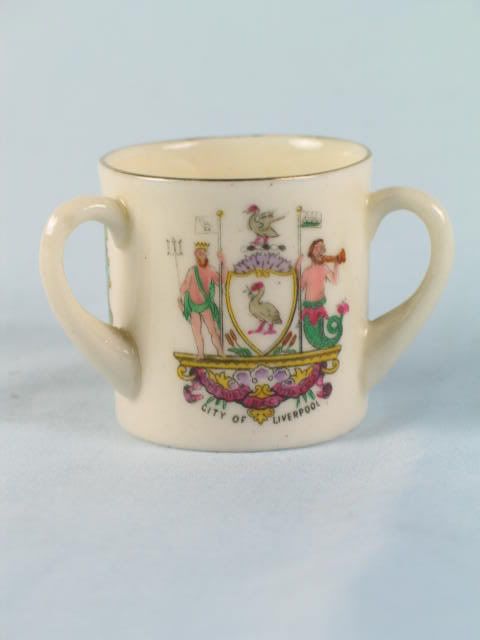 Crested China Tyg With Arms of City of Liverpool, Arcadian China 