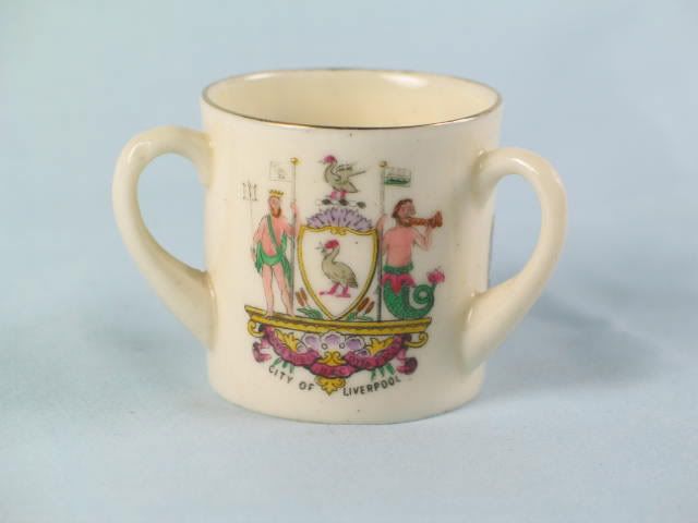 Crested China Tyg With Arms of City of Liverpool, Arcadian China 