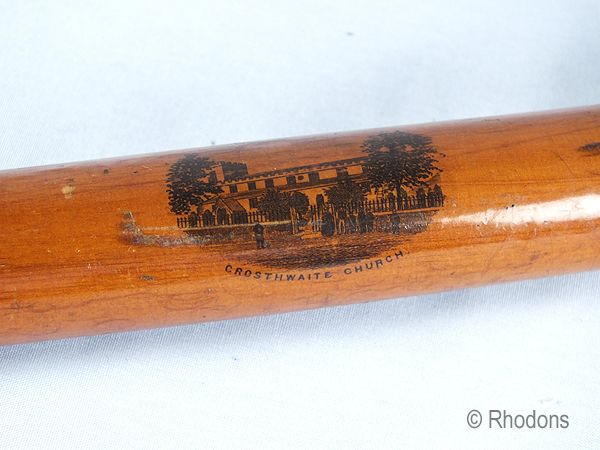 Antique Mauchline Ware Desktop Ruler, Pen Nib Holder-Crossthwaite Church