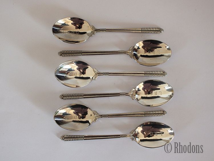 Silverplated Golf Club Teaspoons, Coffee Spoons, Set Of 6 