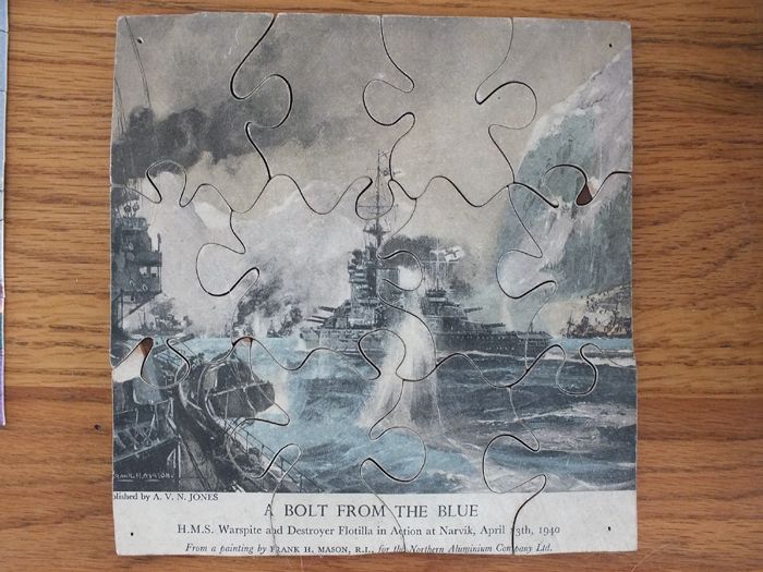 HMS Warspite Destroyer Flotilla at Narvik 1940 After Frank Mason. Vintage Jigsaw Puzzle 