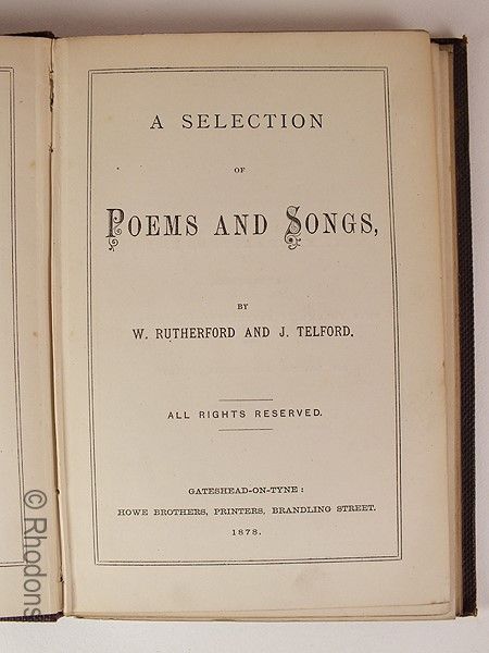 Poems and Songs By W Rutherford & J Telford