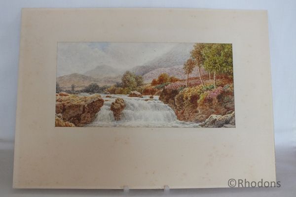 Victorian Watercolour Painting-Falls of Falloch Loch Lomond-Artist Signed