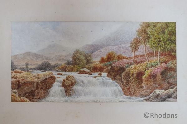 Victorian Watercolour Painting-Falls of Falloch Loch Lomond-Artist Signed