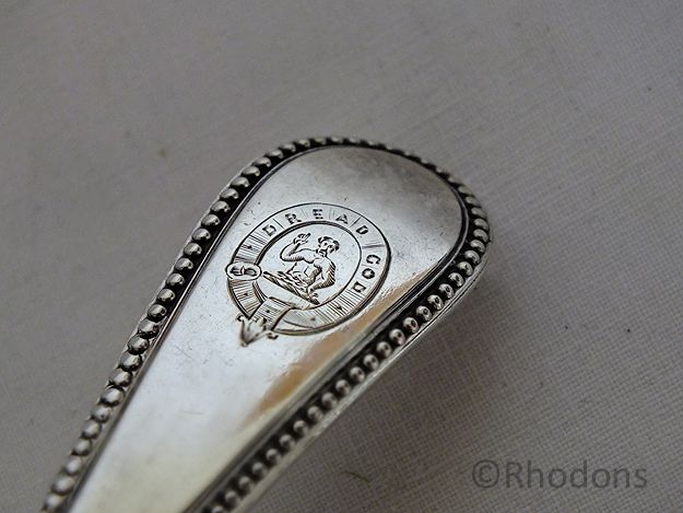 Antique Silver Toddy Ladle, Sauce Ladle With Armorial Crest, Martin Hall & Co - 1860 