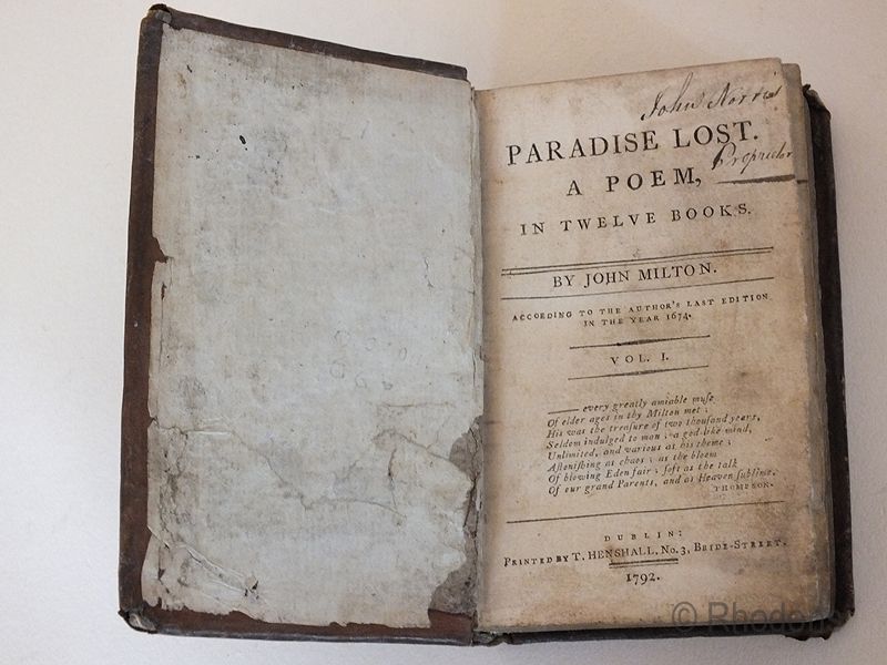 John Milton, Paradise Lost - 1792 Publication