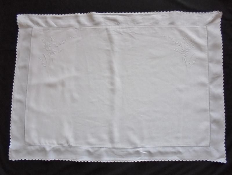 Embroidered Edwardian Era Pillowcases Whitework Drawnwork With Frill-x2