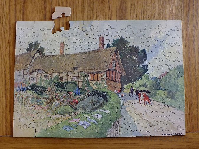 Warwick Goble Chad Valley GWR Series Wooden Jigsaw, Anne Hathaways Cottage