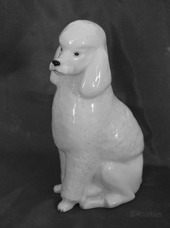 Lomonosov White Standard Poodle Figure, Red Stamp, Made In USSR (Lot #2)