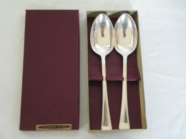 Table Spoons x2 - 1960s Elkington Salisbury Silver Plate
